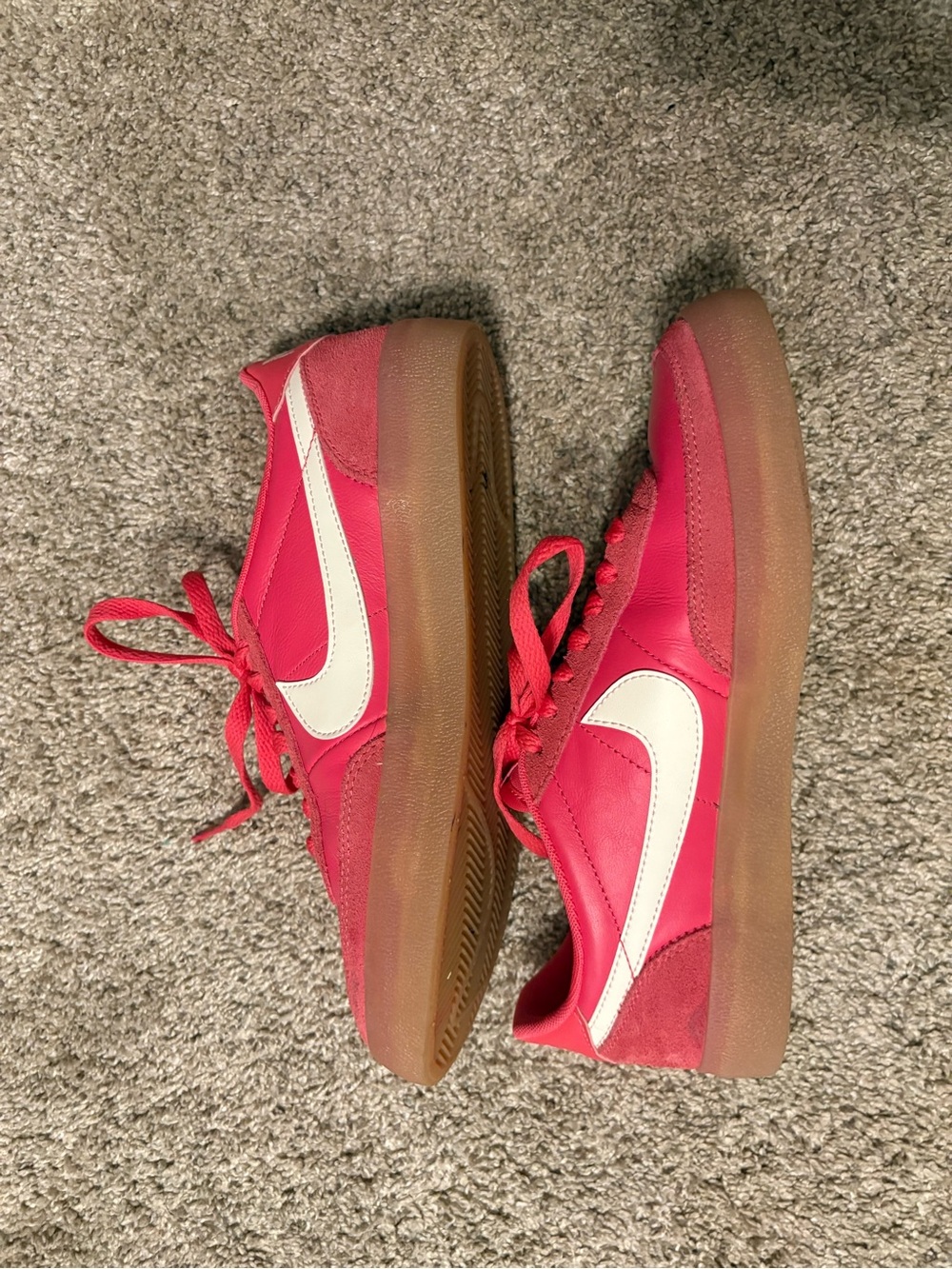 Nike Hot Pink Sneakers with White Swoosh and Gum Sole